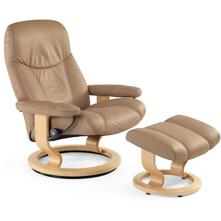 Medium Reclining Chair & Ottoman with Classic Base