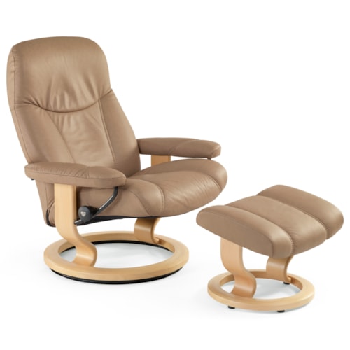 Medium Reclining Chair & Ottoman with Classic Base