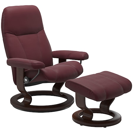 Medium Reclining Chair & Ottoman with Classic Base