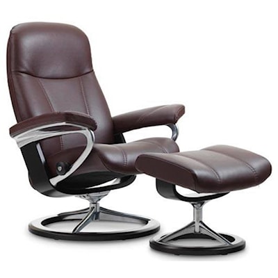 Stressless by Ekornes Consul Small Reclining Chair and Ottoman