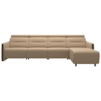 Power 3-Seat Sectional with Longseat and Wood Arms