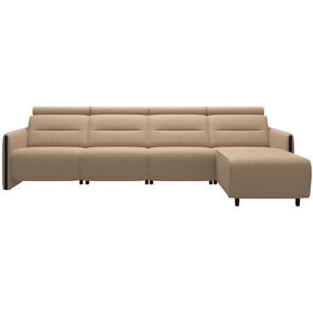 Power 3-Seat Sectional with Longseat and Wood Arms