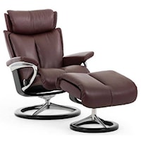 Small Reclining Chair and Ottoman with Signature Base