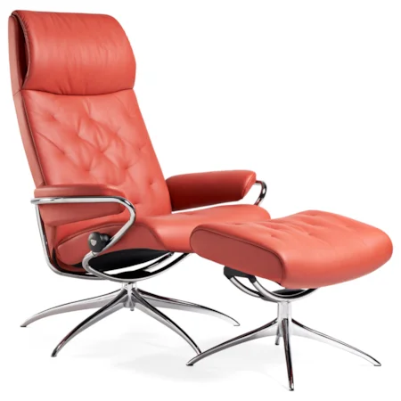 High Back Recliner and Ottoman with Standard Star Base