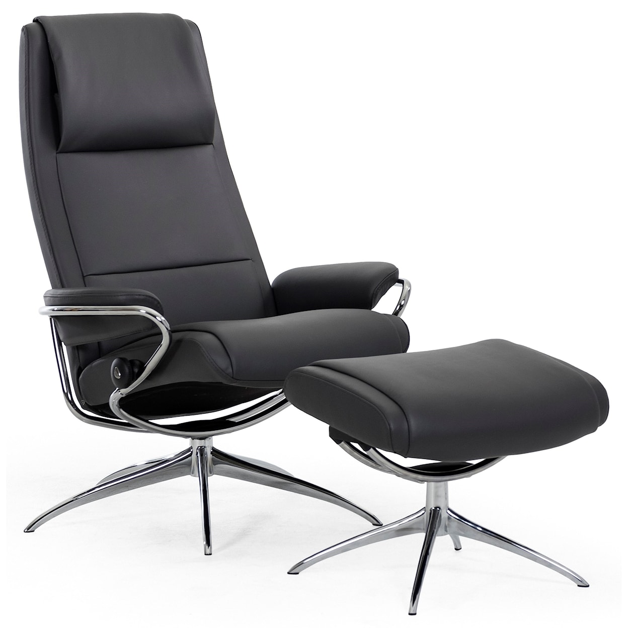 Stressless by Ekornes Paris High Back Recliner and Ottoman