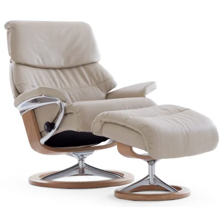 Medium Reclining Chair and Ottoman with Signature Base