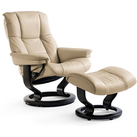 Small Reclining Chair & Ottoman with Classic Base
