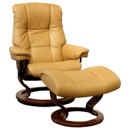 Small Chair & Ottoman with Classic Base