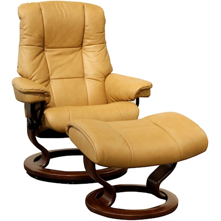 Small Reclining Chair & Ottoman with Classic Base