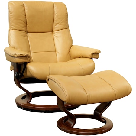 Large Reclining Chair & Ottoman with Classic Base