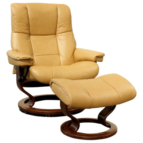 Large Reclining Chair & Ottoman with Classic Base