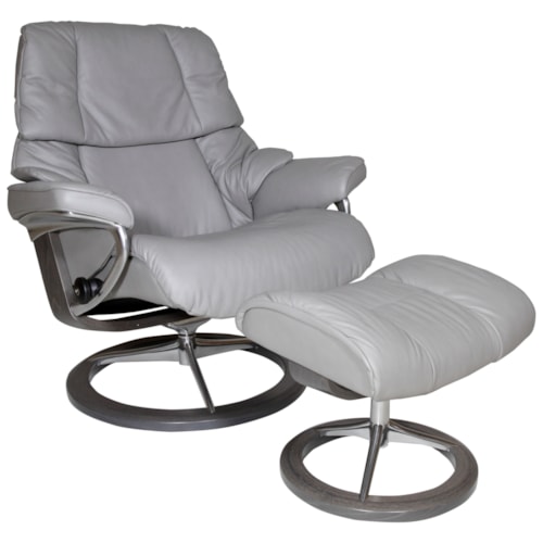Large Reclining Chair and Ottoman with Signature Base