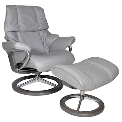 Stressless by Ekornes Reno Medium Reclining Chair and Ottoman