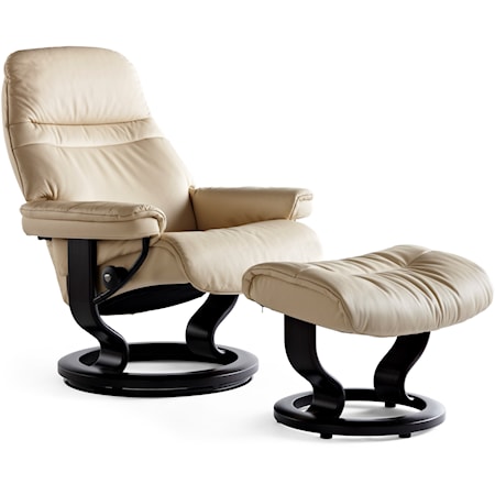 Medium Reclining Chair & Ottoman with Classic Base