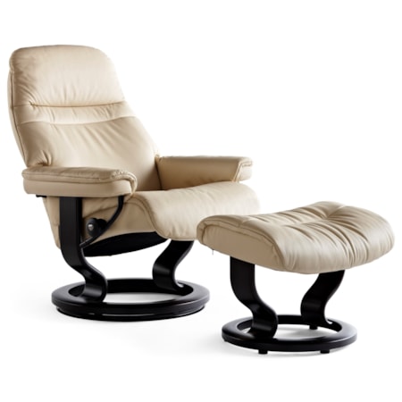 Medium Chair & Ottoman with Classic Base