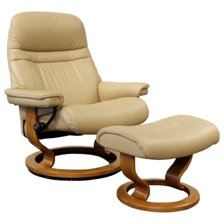 Large Chair &amp; Ottoman with Classic Base