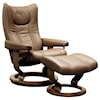 Stressless by Ekornes Wing Small Reclining Chair and Ottoman