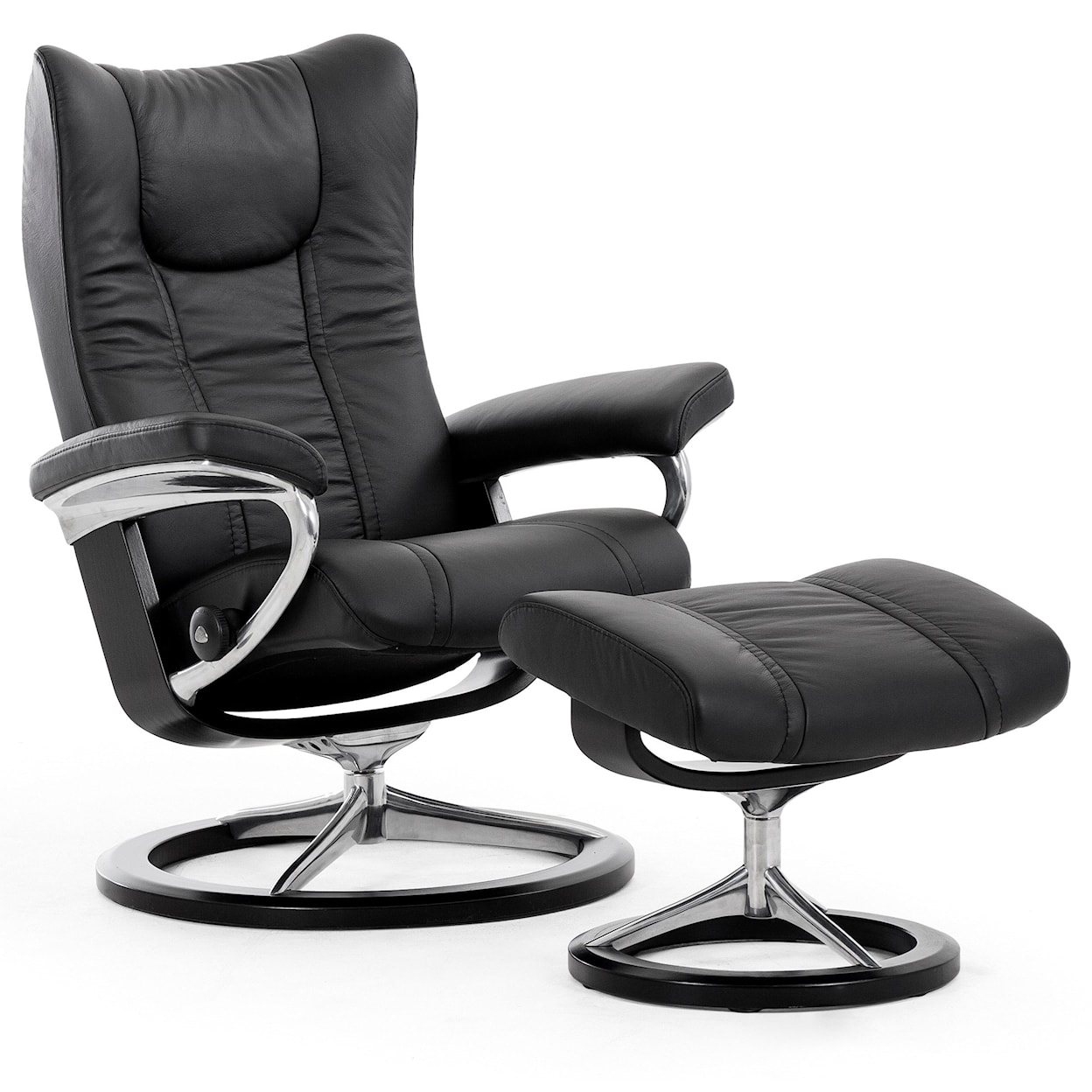 Stressless by Ekornes Wing Small Reclining Chair and Ottoman