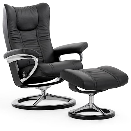 Small Reclining Chair and Ottoman with Signature Base
