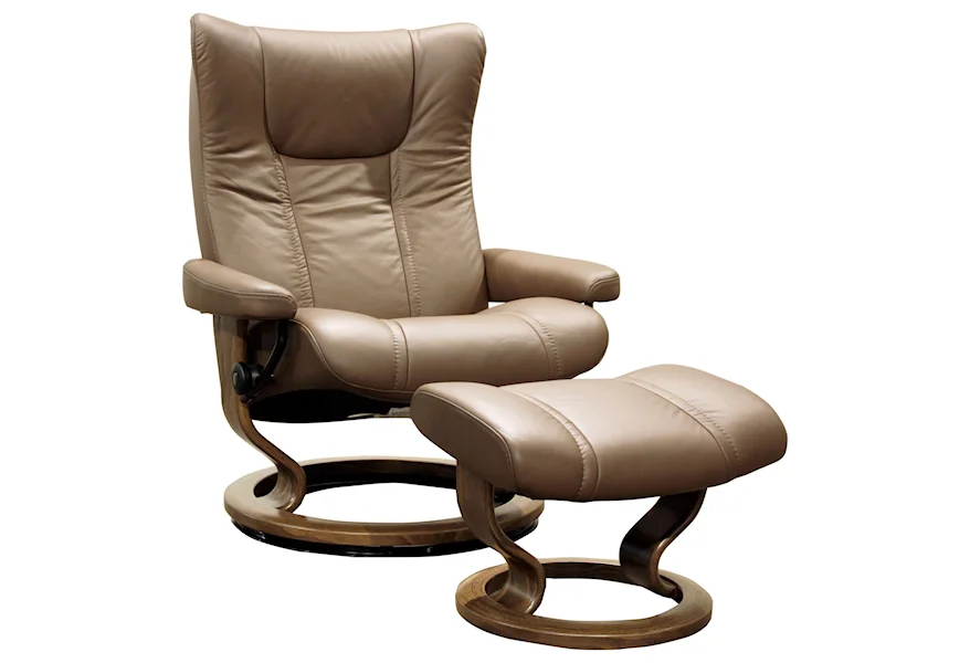 Wing Large Reclining Chair and Ottoman by Stressless by Ekornes at Weinberger's Furniture