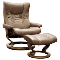 Large Reclining Chair and Ottoman with Classic Base