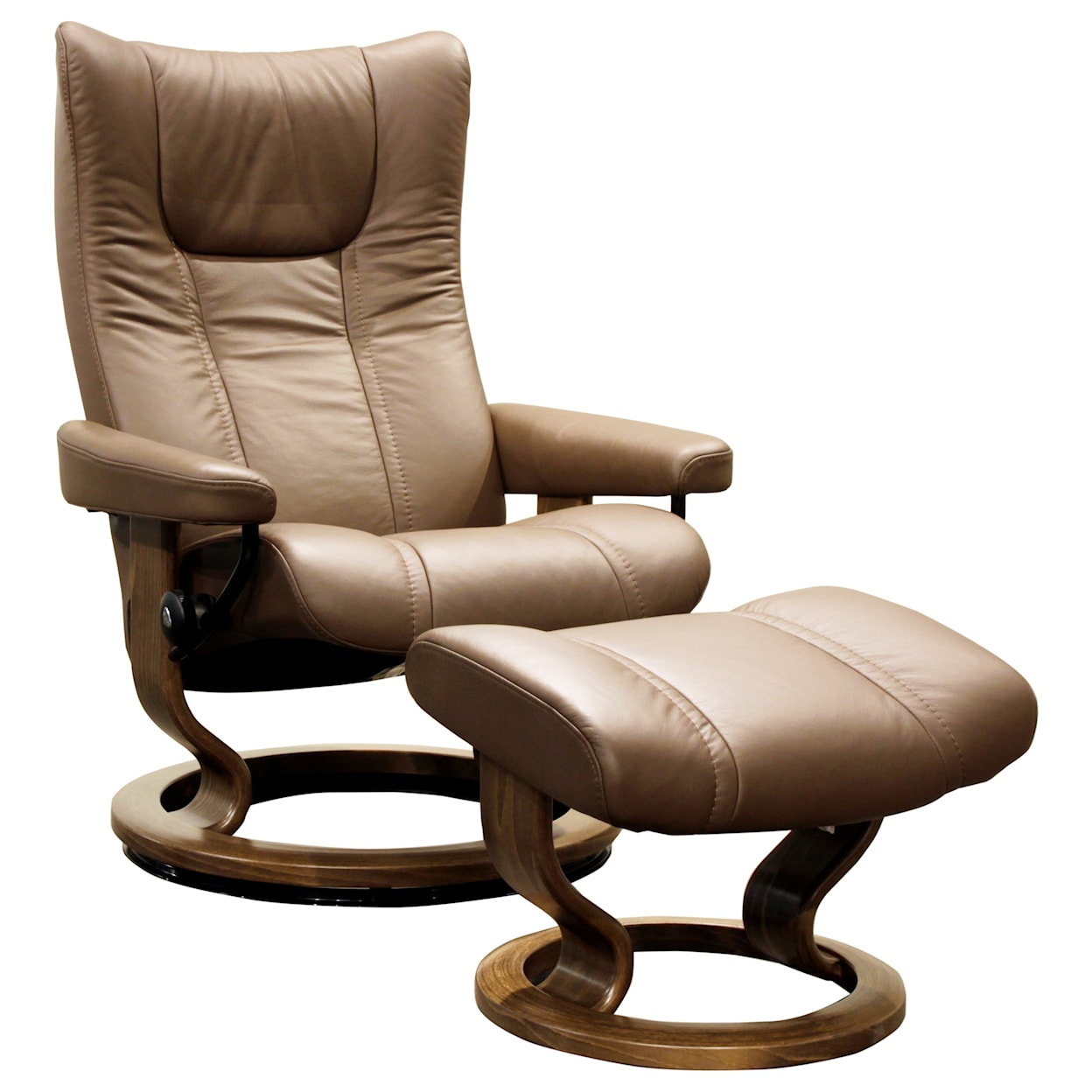 Stressless by Ekornes Wing Medium Chair & Ottoman with Classic Base