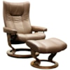 Stressless by Ekornes Wing Medium Chair & Ottoman with Classic Base