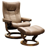 Medium Reclining Chair & Ottoman with Classic Base