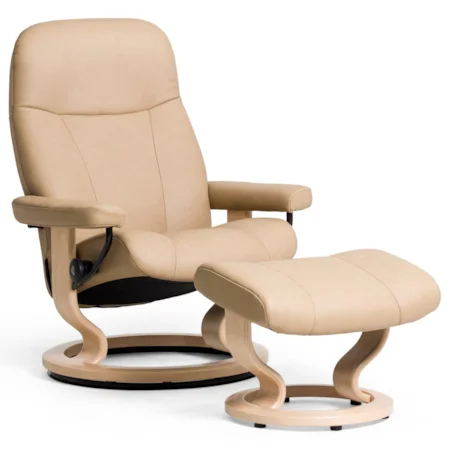Large Reclining Chair & Ottoman with Classic Base