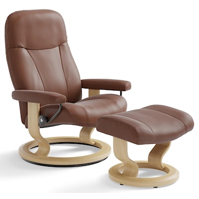 Stressless by Ekornes Stressless by Ekornes Small Chair & Ottoman with Classic Base