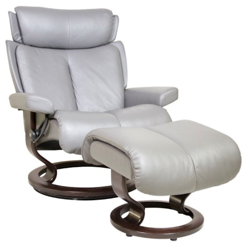 Large Reclining Chair & Ottoman with Classic Base