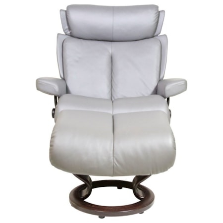 Large Chair &amp; Ottoman with Classic Base