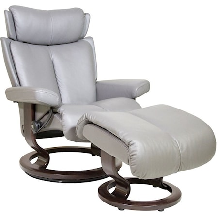 Medium Reclining Chair & Ottoman with Classic Base