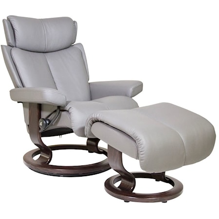 Small Reclining Chair & Ottoman with Classic Base