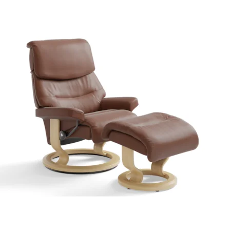 Large Reclining Chair & Ottoman with Classic Base