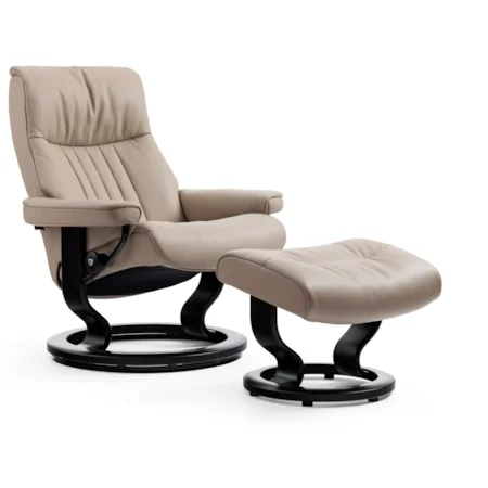 Medium Reclining Chair & Ottoman with Classic Base