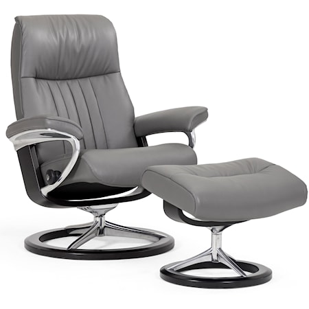 Small Reclining Chair & Ottoman with Signature Base