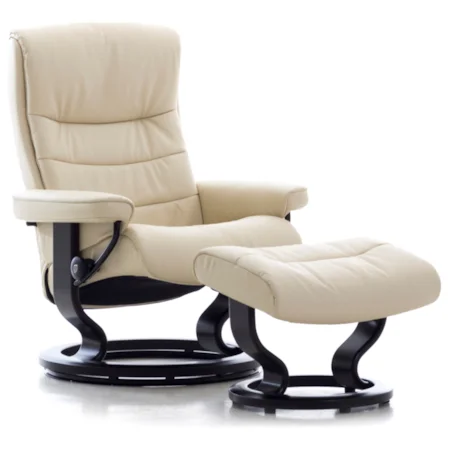 Large Reclining Chair & Ottoman with Classic Base