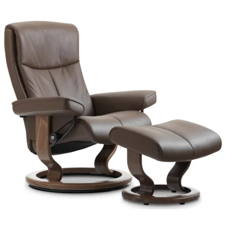 Large Reclining Chair & Ottoman with Classic Base