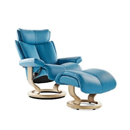 Large Chair & Ottoman with Classic Base