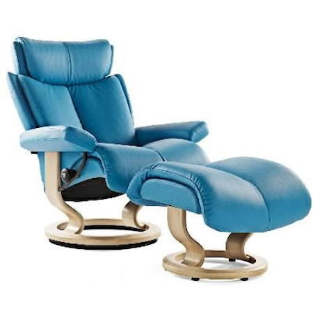 Medium Reclining Chair & Ottoman with Classic Base