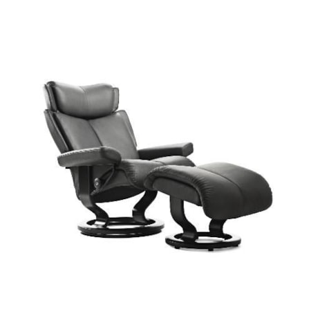Medium Chair &amp; Ottoman with Classic Base