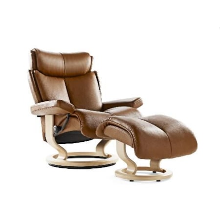 Medium Chair &amp; Ottoman with Classic Base