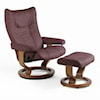 Stressless by Ekornes Wing Medium Chair & Ottoman with Classic Base