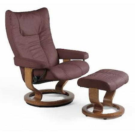 Medium Reclining Chair & Ottoman with Classic Base