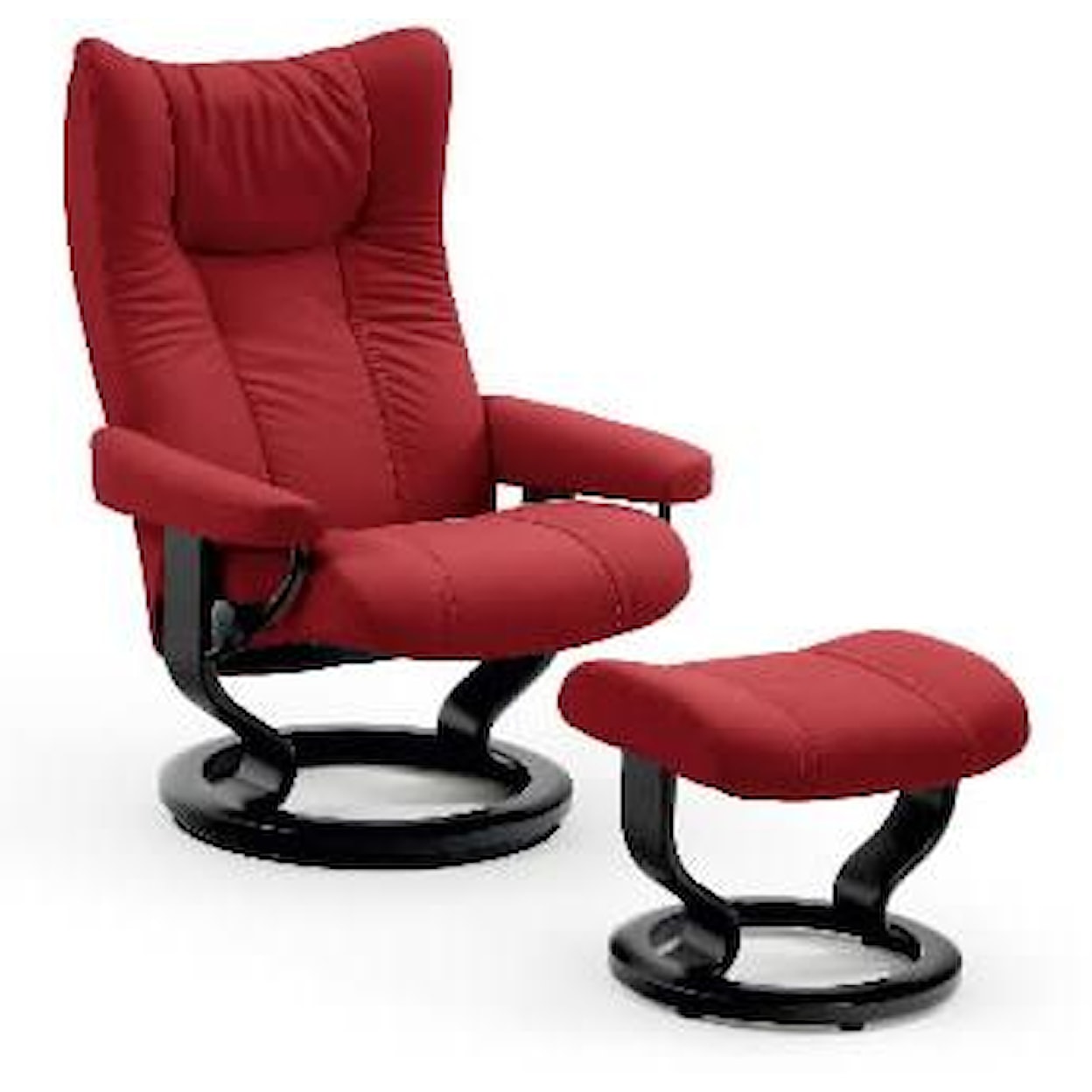 Stressless by Ekornes Wing Medium Chair & Ottoman with Classic Base