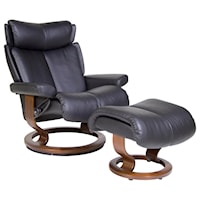 Large Reclining Chair & Ottoman with Classic Base