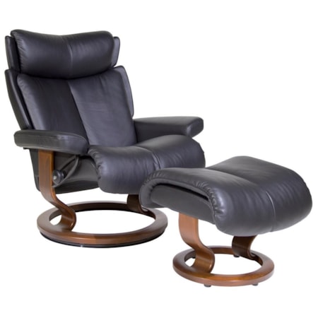 Large Chair & Ottoman with Classic Base