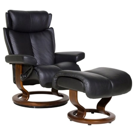 Small Chair & Ottoman with Classic Base