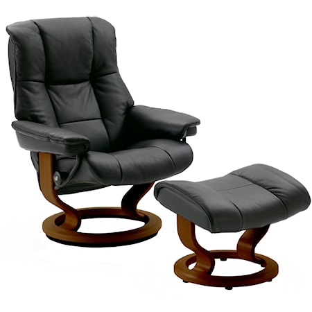 Medium Chair & Ottoman with Classic Base